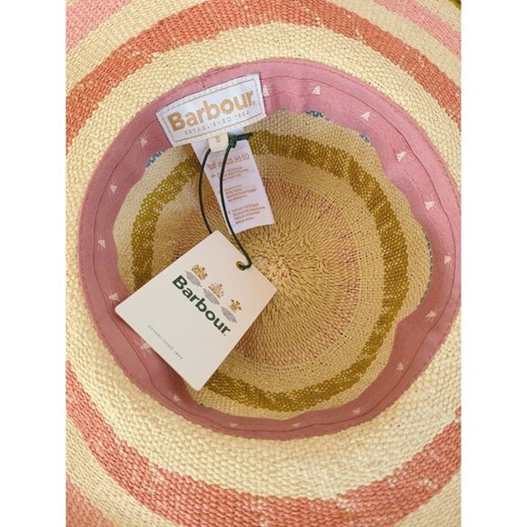 NWT Barbour Southport Sun Hat Straw Striped sz S main image 4
